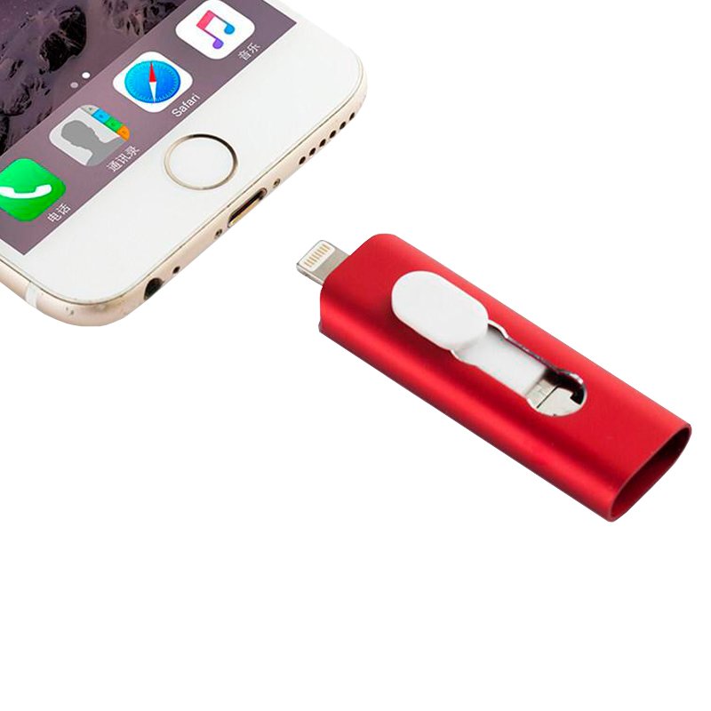 Pen Drive USB x32 GB COOL (3 en 1) Lightning / TipoC / MicroUSB Rojo