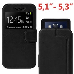 Funda Universal Flip Cover 5.1 - 5.3 pulg Liso Negro