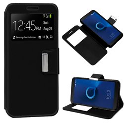 Funda Flip Cover Alcatel 3C Liso Negro