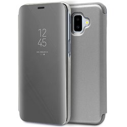 Funda Flip Cover Samsung J610 Galaxy J6 Plus Clear View Plata