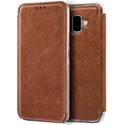 Funda Flip Cover Samsung J610 Galaxy J6 Plus Leather Marrón