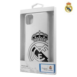 Carcasa IPhone 11 Licencia Fútbol Real Madrid Blanca Escudo 