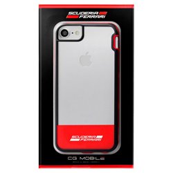 Carcasa COOL para iPhone 7 / 8 / SE (2020) Licencia Ferrari Transparente Negro Rojo